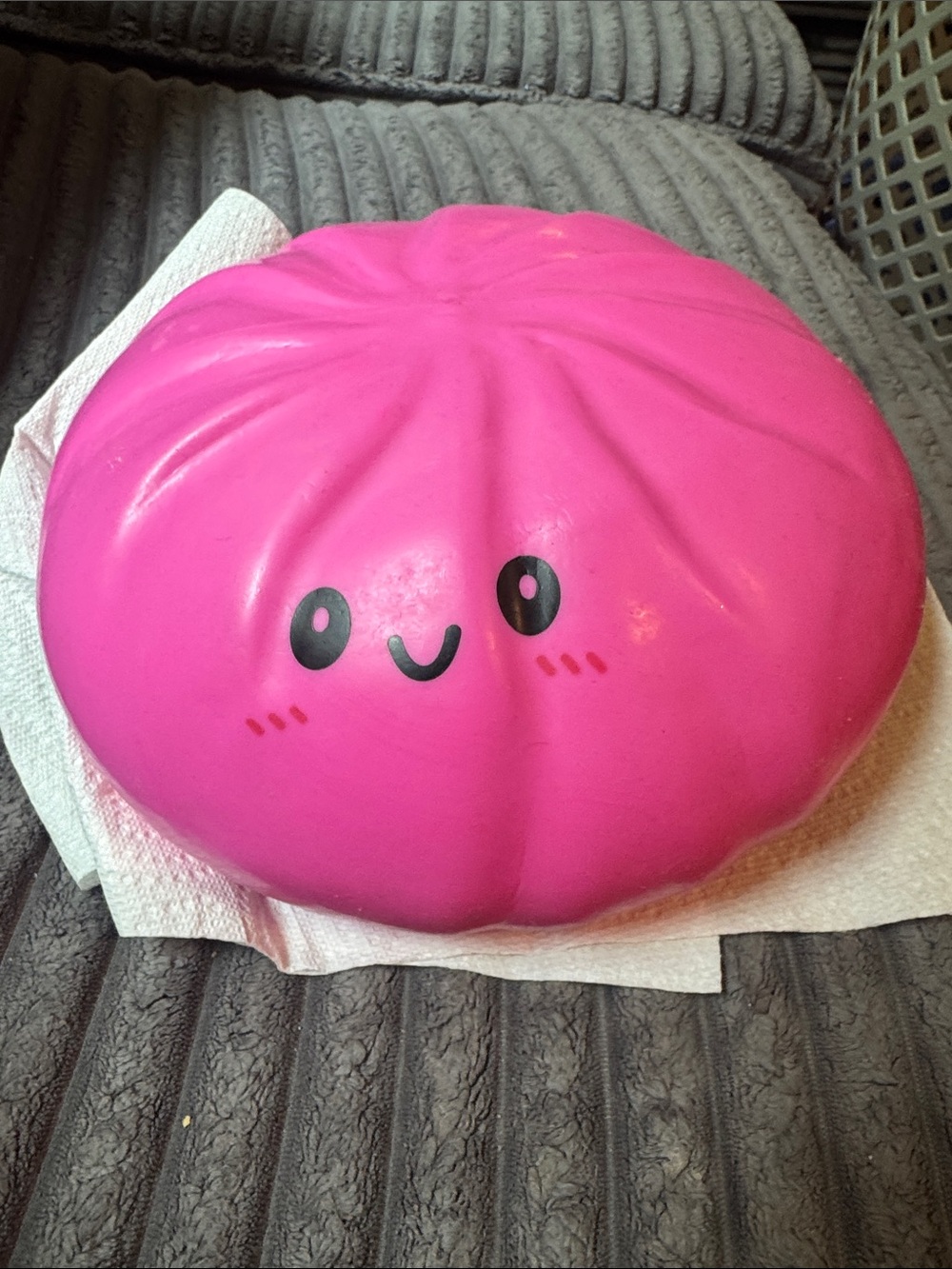 Pink Kawaii Squishy Plush Toy with Smiley Face